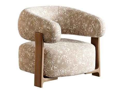 Fauteuil GRANITE - Bruin Walnoot 3D Model