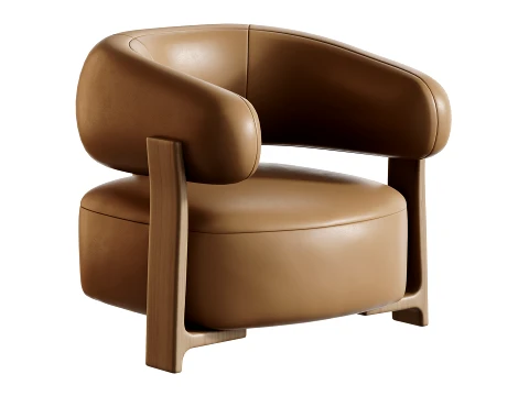 Fauteuil GRANITE - Bruin Walnoot 3D Model