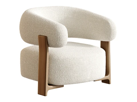 Fauteuil GRANITE - Bruin Walnoot 3D Model