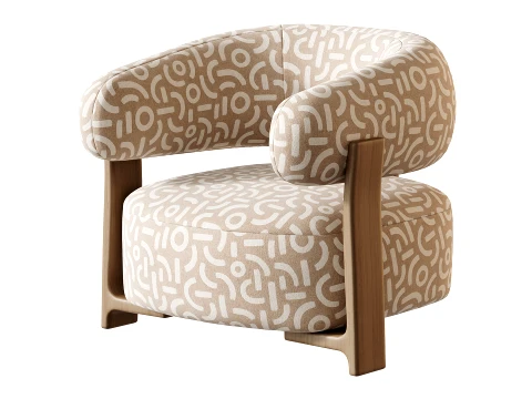 Fauteuil GRANITE - Bruin Walnoot 3D Model