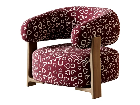 Fauteuil GRANITE - Bruin Walnoot 3D Model