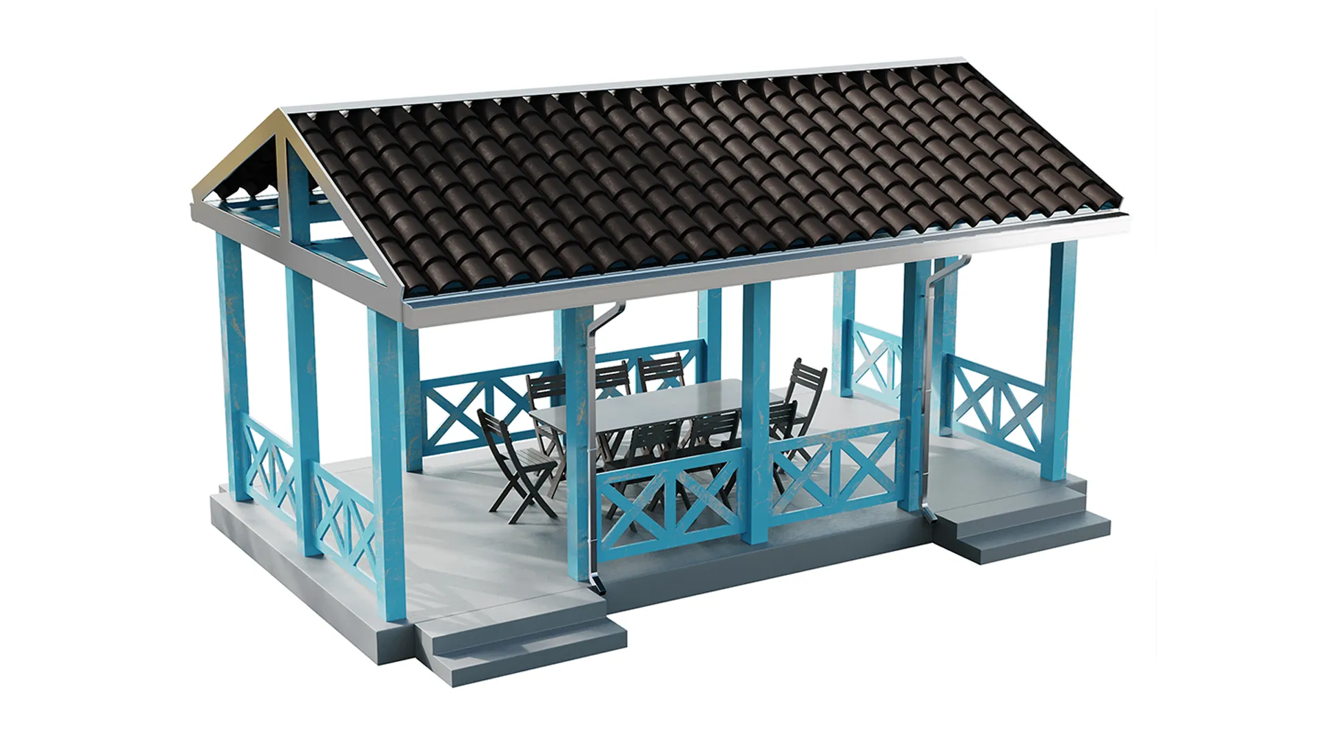 Gazebo 4 3D Model .c4d .max .obj .3ds .fbx .stl .blend 