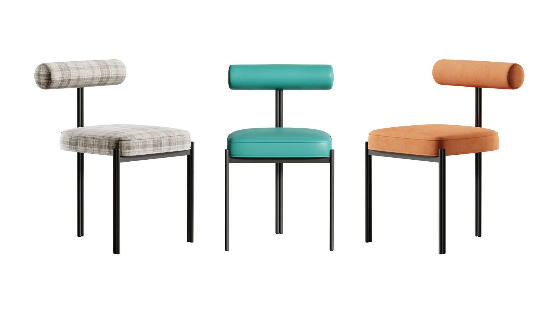 Glam Style Upholstered Dining Chair 3D Model .c4d .max .obj .3ds .fbx .stl .blend 