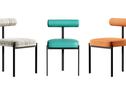 Glam Style Upholstered Dining Chair 3D Model