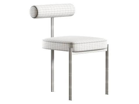 Glam Style Upholstered Dining Chair 3D Model