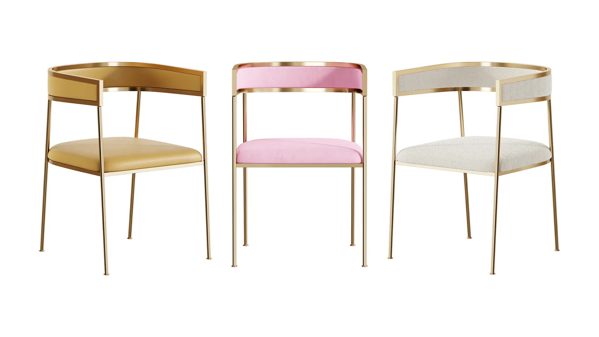 Glam Velvet Dining Side Chair 3D Model .c4d .max .obj .3ds .fbx .stl .blend 