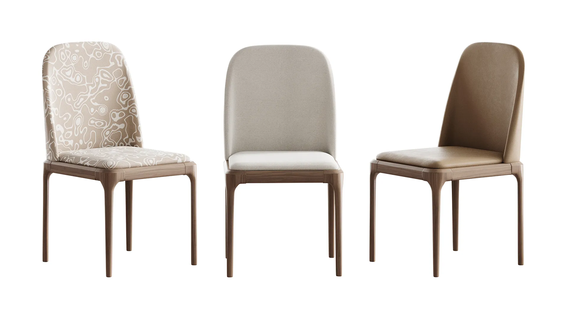 Leather Scandinavian Restaurant Side Chair 3D Model .c4d .max .obj .3ds .fbx .stl .blend 