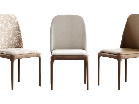 Leather Scandinavian Restaurant Side Chair 3D Model