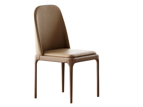Leather Scandinavian Restaurant Side Chair 3D Model