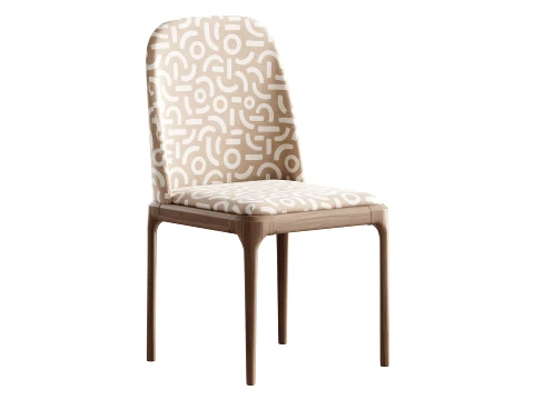 Leather Scandinavian Restaurant Side Chair 3D Model