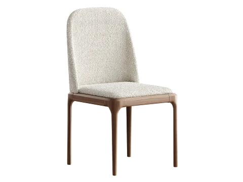 Leather Scandinavian Restaurant Side Chair 3D Model