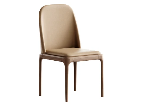 Leather Scandinavian Restaurant Side Chair 3D Model