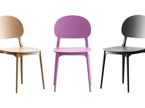Modern Indoor-Outdoor Plastic Side Chair 3D Model