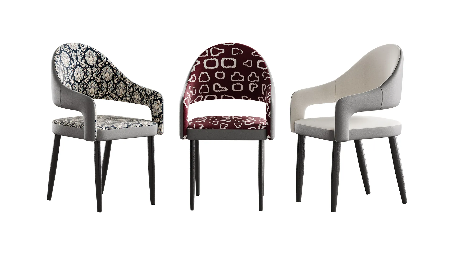 Nordic Style Metal Chair Open Back Dining Arm Chair 3D Model .c4d .max .obj .3ds .fbx .stl .blend 