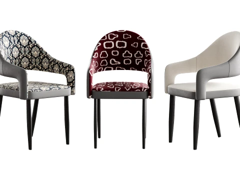 Nordic Style Metal Chair Open Back Dining Arm Chair 3D Model