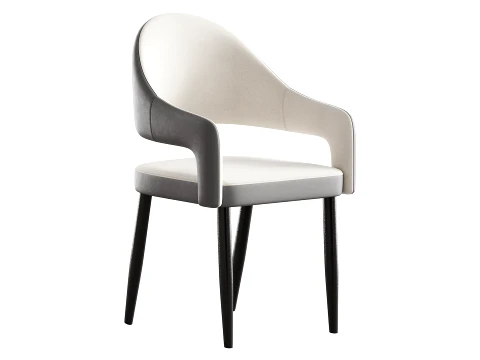 Nordic Style Metal Chair Open Back Dining Arm Chair 3D Model