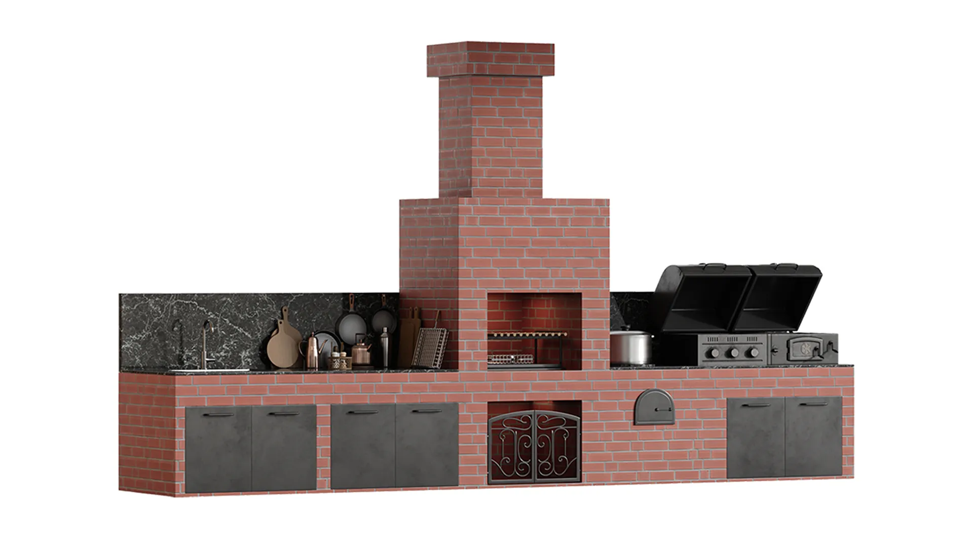 Outdoor Kitchen 02 3D Model .c4d .max .obj .3ds .fbx .stl .blend