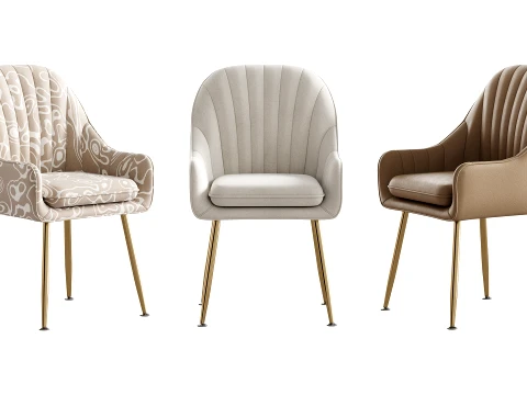 Scandinavian Style Metal Dining Chair 3D Model