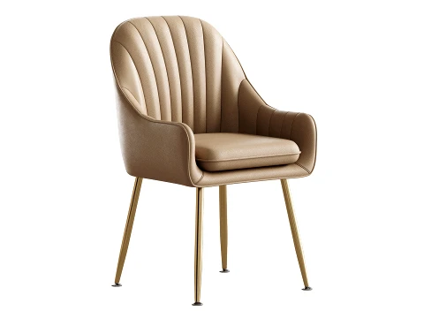 Scandinavian Style Metal Dining Chair 3D Model