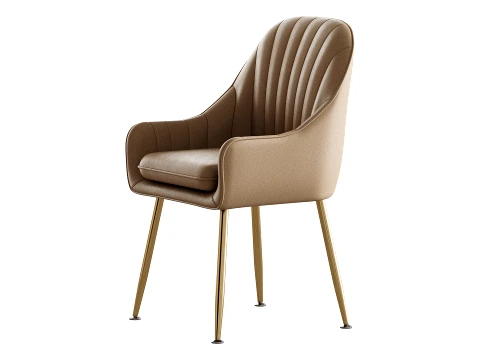 Scandinavian Style Metal Dining Chair 3D Model