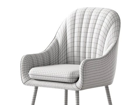 Scandinavian Style Metal Dining Chair 3D Model