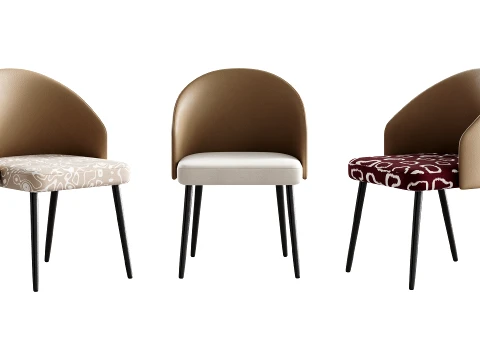 Simple Arm Chair with Upholstered Seat 3D Model