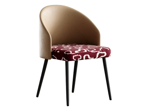 Simple Arm Chair with Upholstered Seat 3D Model