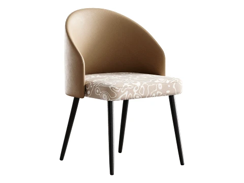 Simple Arm Chair with Upholstered Seat 3D Model