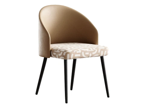 Simple Arm Chair with Upholstered Seat 3D Model