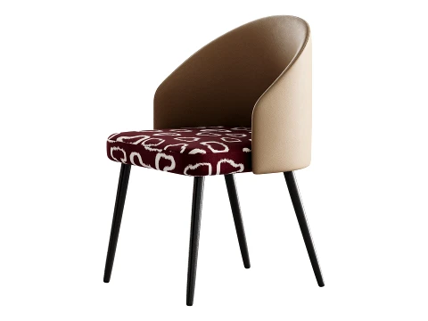 Simple Arm Chair with Upholstered Seat 3D Model