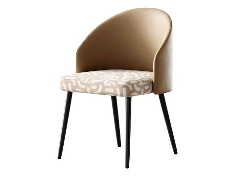 Simple Arm Chair with Upholstered Seat 3D Model