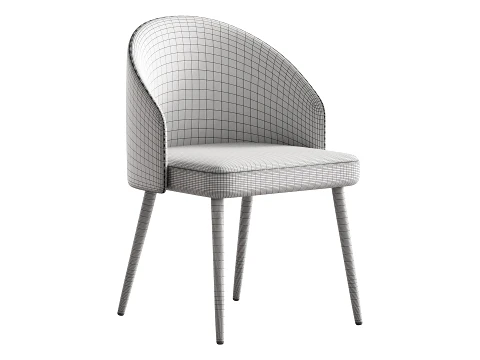 Simple Arm Chair with Upholstered Seat 3D Model
