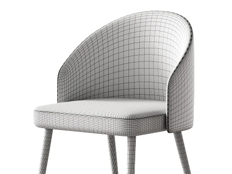 Simple Arm Chair with Upholstered Seat 3D Model