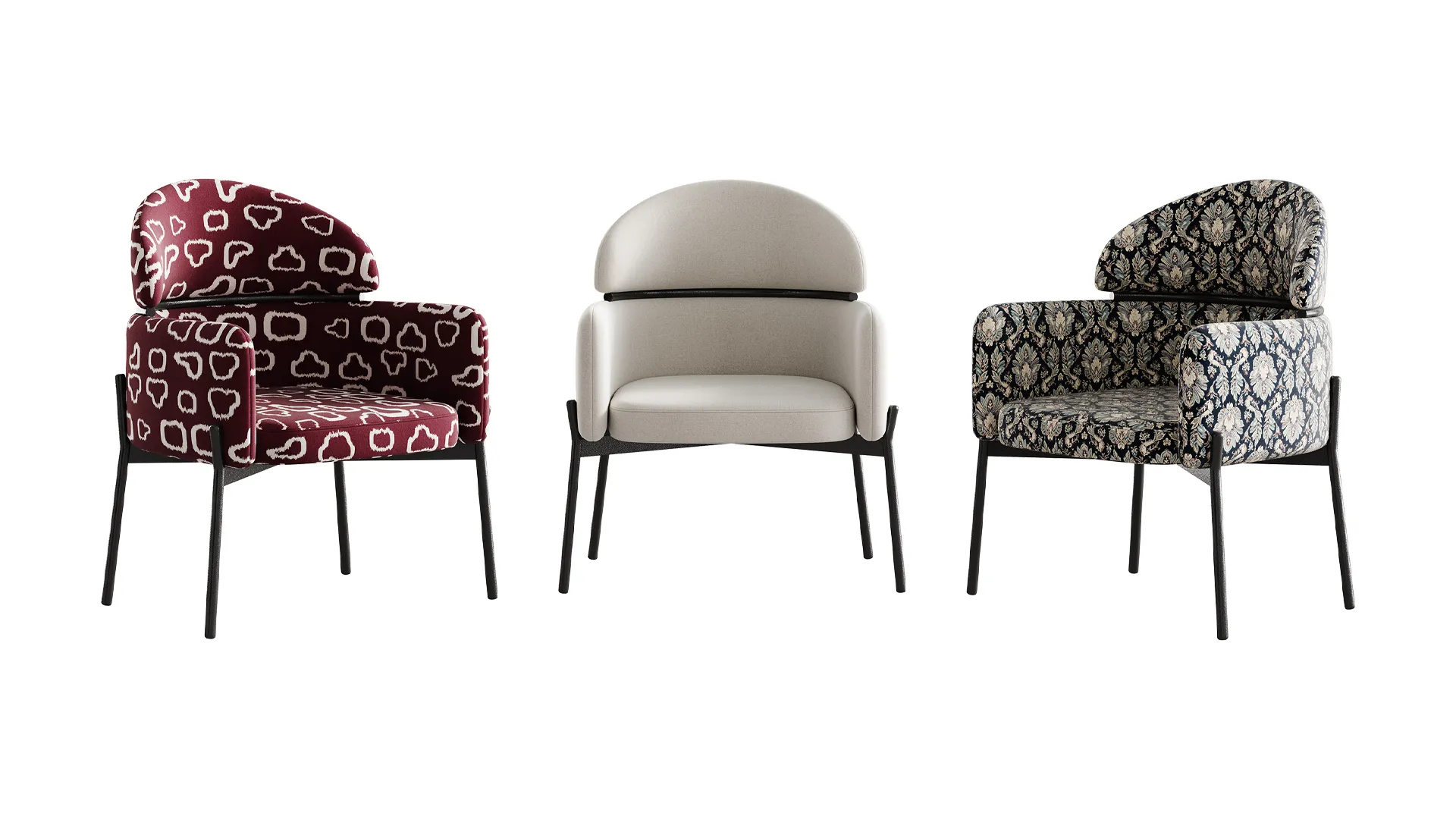 Simple Padded Arm Chair with Arms 3D Model .c4d .max .obj .3ds .fbx .stl .blend