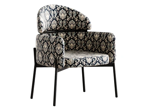Simple Padded Arm Chair with Arms 3D Model