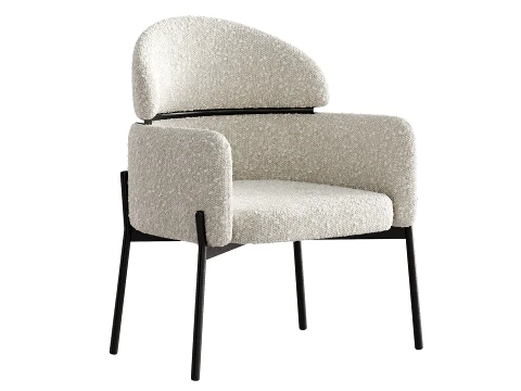 Simple Padded Arm Chair with Arms 3D Model