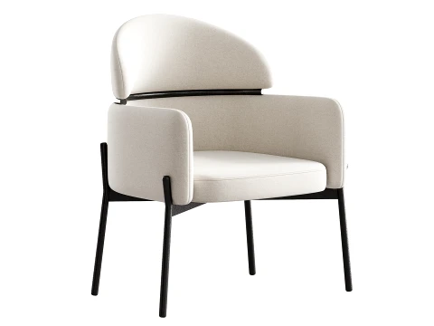 Simple Padded Arm Chair with Arms 3D Model