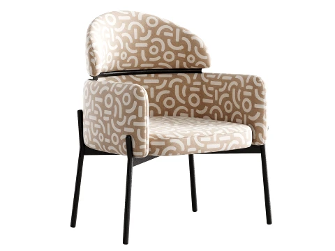 Simple Padded Arm Chair with Arms 3D Model