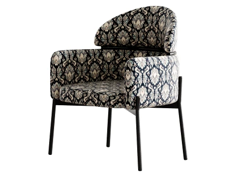 Simple Padded Arm Chair with Arms 3D Model