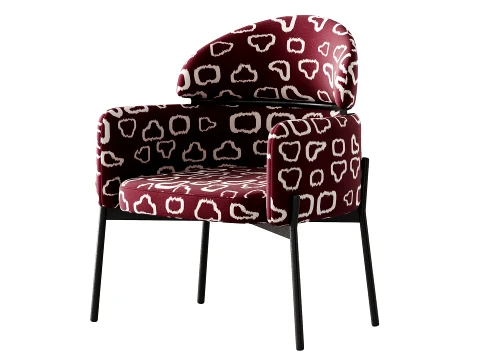 Simple Padded Arm Chair with Arms 3D Model
