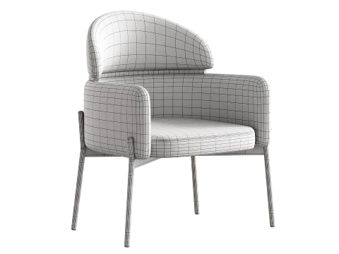 Simple Padded Arm Chair with Arms 3D Model