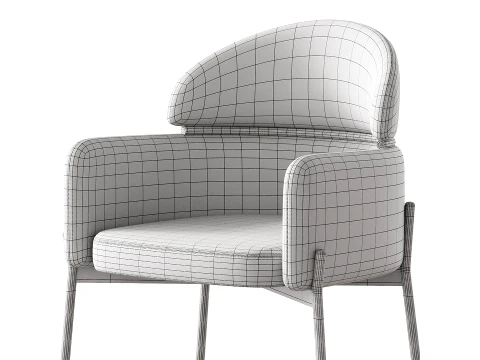 Simple Padded Arm Chair with Arms 3D Model