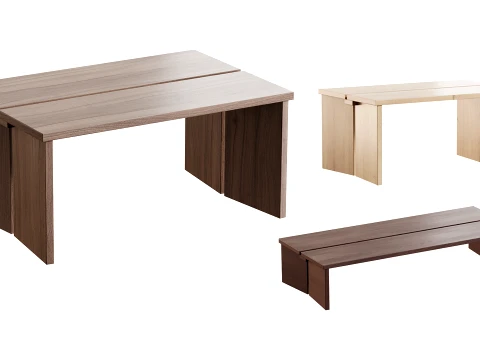 Amad oak wood coffee tables 3D Model