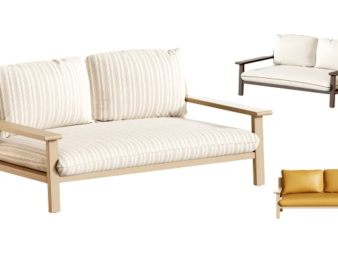 Amir 2-Seater Outdoor Day Bed in Acacia 3D 모델