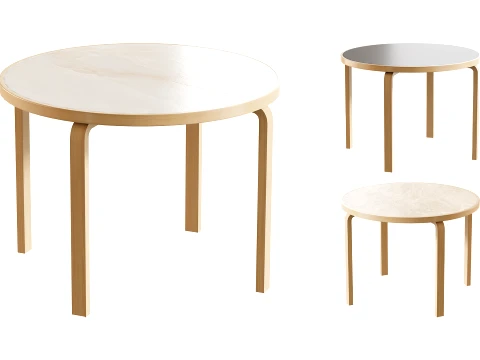 Artek Alvar Aalto Round Table 90A 3D Model