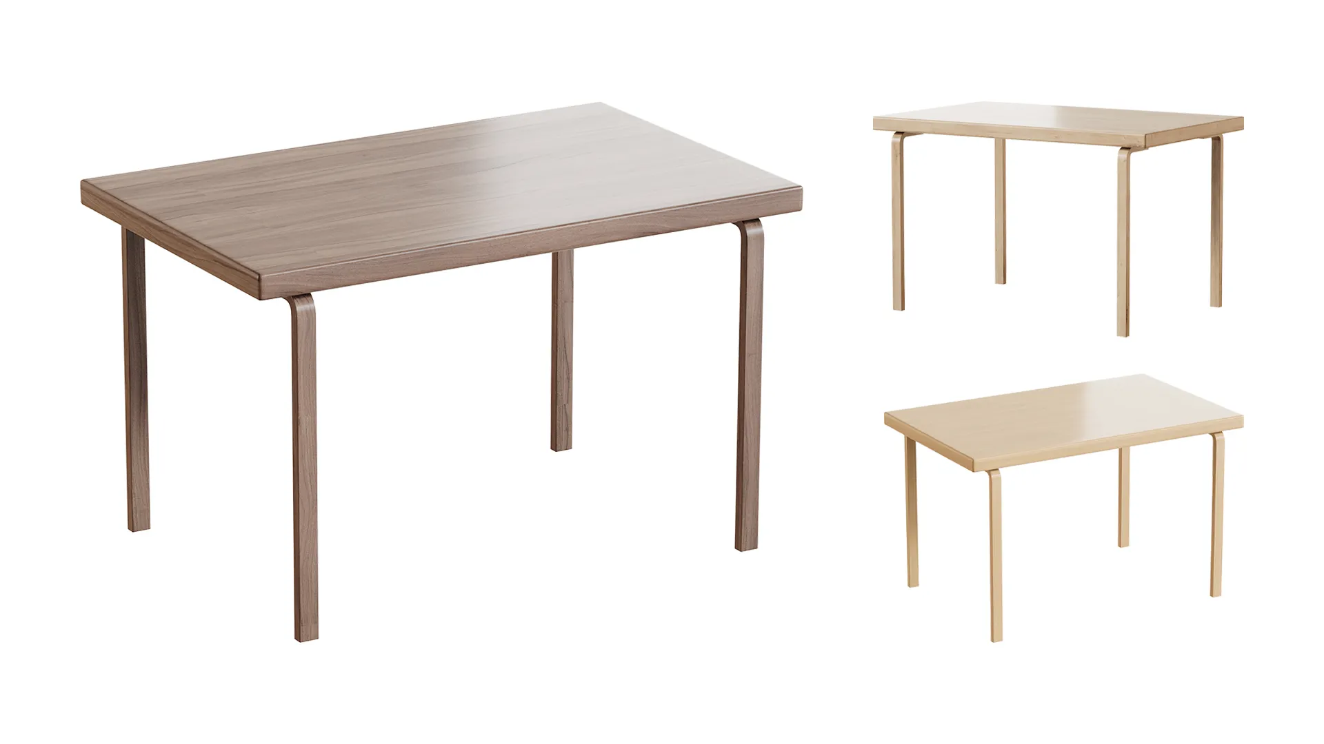 Artek Alvar Aalto Table 81B 3D Model .c4d .max .obj .3ds .fbx .stl .blend