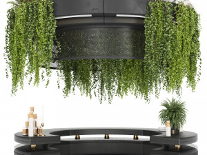 Coffee Reception Desk With Plants - Restaurant Modèle 3D