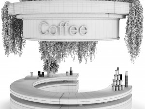 Coffee Reception Desk With Plants - Restaurant Modèle 3D