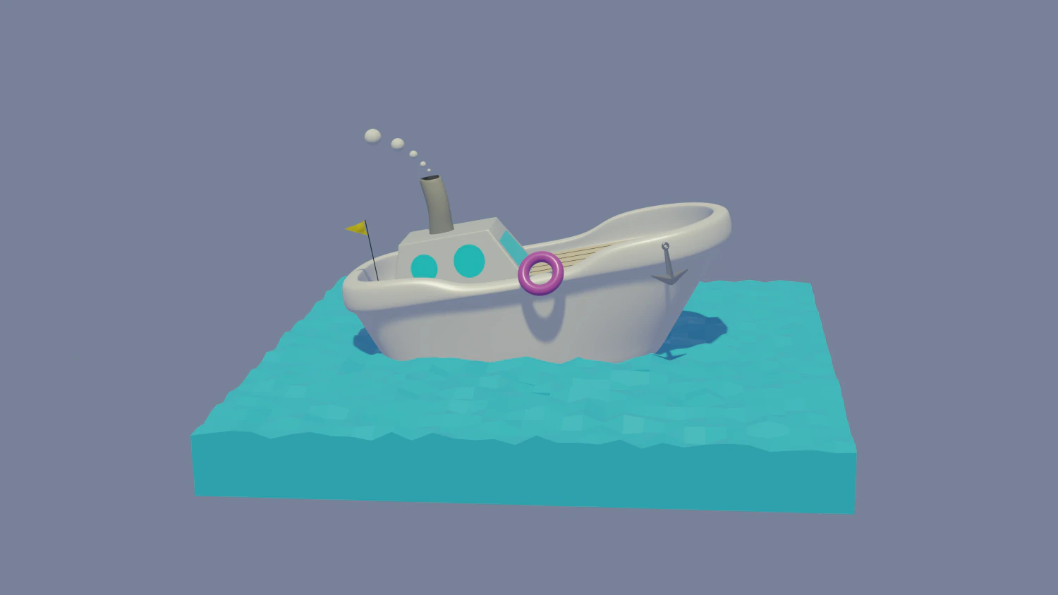 Low Poly Game ready Boat 3D Model .c4d .max .obj .3ds .fbx .stl .blend