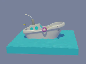 Low-Poly-Spielbereites Boot 3D Modell